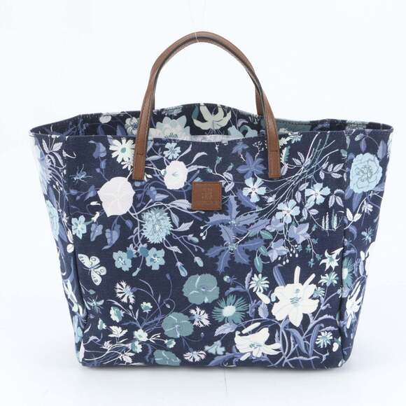 GUCCI Handbags - Gucci Floral Children's 284721 Leather Canvas Tote Bag Handbag Navy Women's